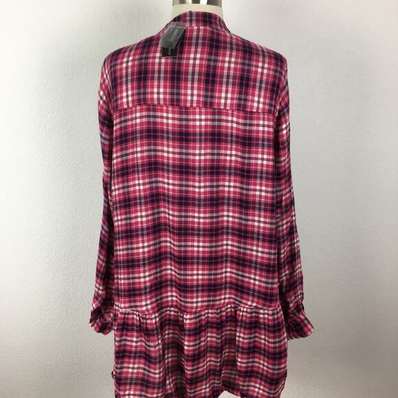 Lane Bryant  Pink Plaid Long Sleeve NWT  Pop Over Top 14 - Picture 4 of 6
